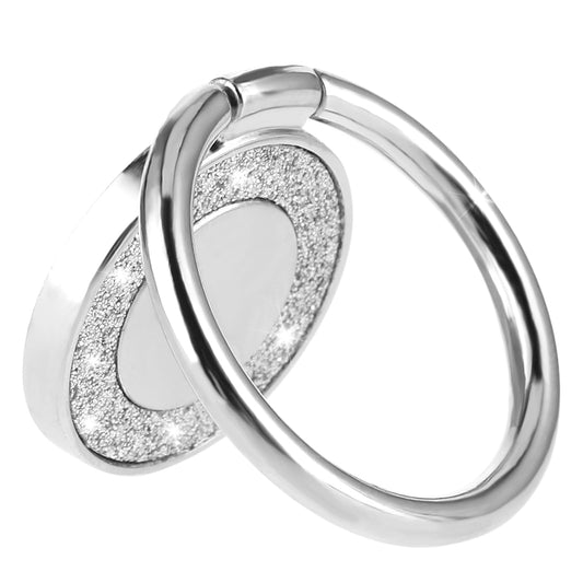 Sibba Cell Phone Ring Holder Metal Finger Ring Stand Glitter Phone Grip Round Alloy Kickstand Grip 360° Rotation 180° Flip Adjustable Compatible with Smartphone Tablets and Case (Silver)
