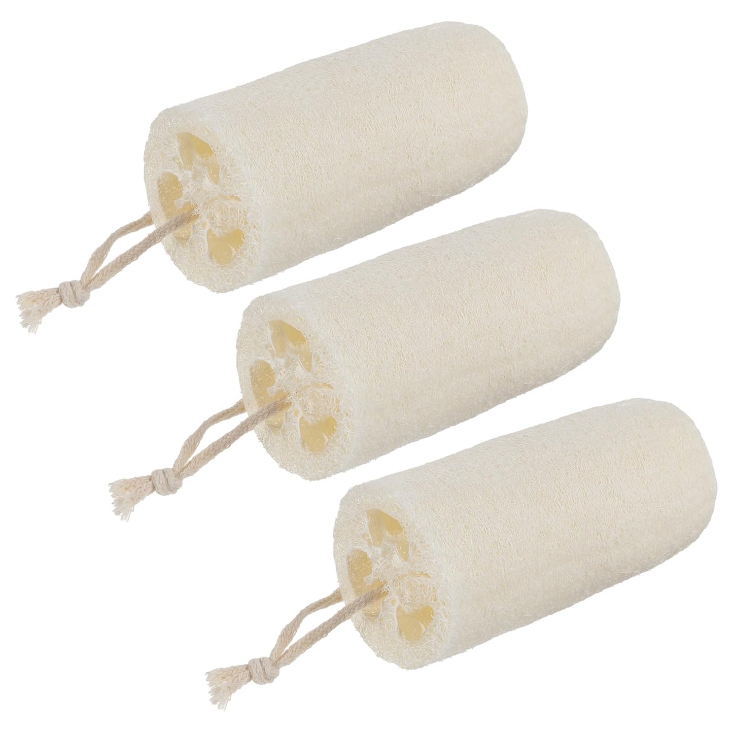 Wanmu Pack of 3 Loofah Sponge, Natural Loofah Cucumber Sponge Exfoliating Sponge Loofah Shower Sponge Loofah Body Brush Scrubber for Body Care Kitchen Camping Spa Kitchen Bathroom