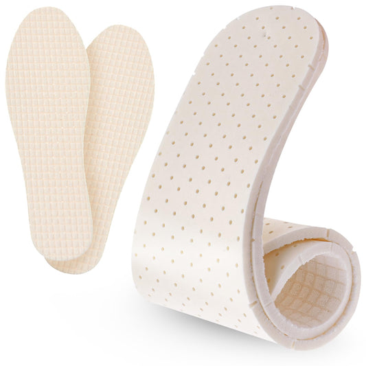 COMNICO 1 Pairs Latex Shoe Insoles, Cropable Shock Absorption Cushioning Liners Shoe Inserts Soft Comfortable Replacement Inner Soles for Men Women Sports Sneakers Work Boots (White, 27cm)