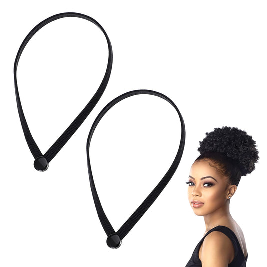 Sibba Elastics Silk Hair Ties Press Curly Scrunchies Hair Styling 2 PCS Loc Headband Puff Cuff Ponytail Holder Adjustable Dreadlock Bands Stretching Tie Thick Stretchers Head Bun(33 cm Press buckle)