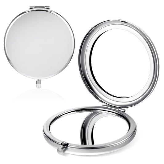 Compact Mirror for Purse, Double-Sided 1X/2X Magnifying Metal Pocket Makeup Mirrors, Compact Cosmetic Mirror Elegant Pocket Handheld Makeup Mirror for Travel or Your Purse, Handbag