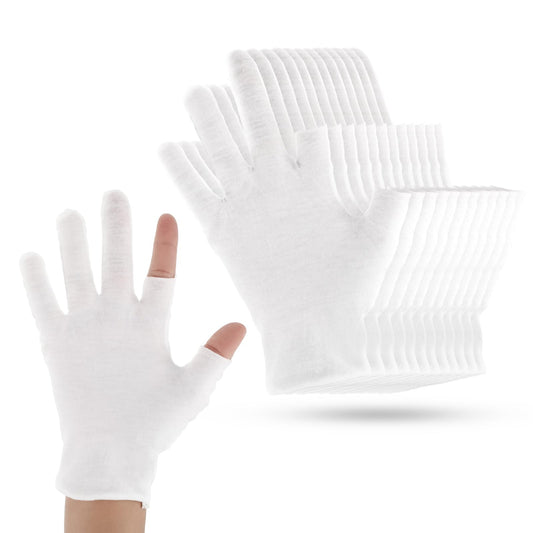 Dimeho 6 Pairs Moisturizing Cotton Gloves Touchscreen Overnight Sleeping Gloves Lightweight Nighttime Lotion White Gloves for Bedtime Dry Hand Therapy Sensitive Irritated Skin SPA