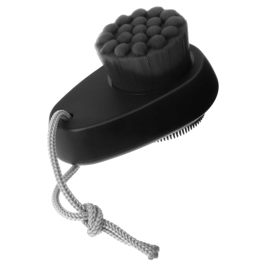 Dimeho 1Pcs Facial Cleansing Brushes, 2 in 1 Double-Sided Face Scrubber Exfoliator for Pore Deep Cleansing Brush and Face Exfoliation Silicone & Soft Bristle Dual Face Wash Brush (Black)