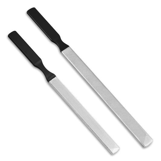 COMNICO 2pcs Toe Nail Files for Thick Nails, Professional 4 Sides Nail File Stainless Steel Nail Dresser Manicure Pedicure Tool for Men Seniors Dogs