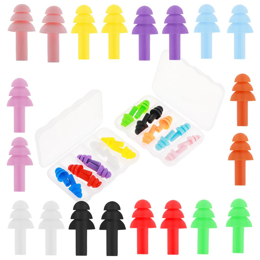 Sibba 10 Pairs Ear Plugs for Sleep, Soft Silicone Reusable Ear Plugs for Sleeping Noise Cancelling During Studying Travel Work Concert (10 colors, including 2 Storage Boxes)