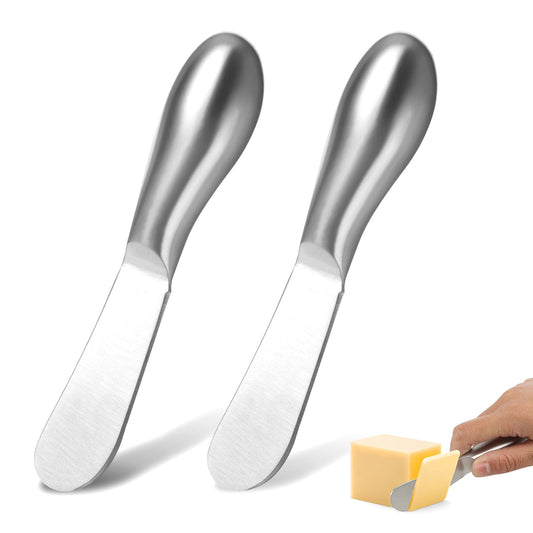 Dimeho 2 Pcs Cheese Spreader Knives Butter Knife Little Stainless Steel Spreader Knife Set Cocktail Knives for Condiments Cheese Charcuterie Board Jam Pastry making and Other Kitchen Daily