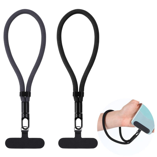 Wanmu Pack of 2 Mobile Phone Lanyard, Multifunctional Mobile Phone Patch Lanyards, Universal Mobile Phone Wrist Strap for Women and Men (Black, Grey)