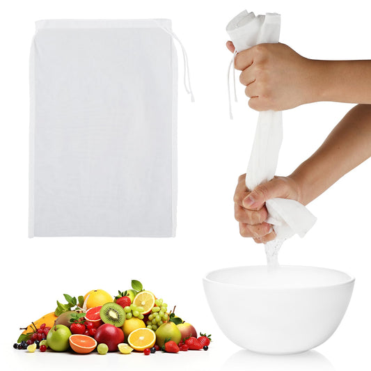 Dimeho 6 Pack Nut Milk Bag 12×8 Inches Nylon Fine Mesh Cheesecloth Multiple Usage Reusable Food Strainer Professional Cold Brew Filter for Straining Tea Coffee Tofu Greek Yogurt Fruit Juice