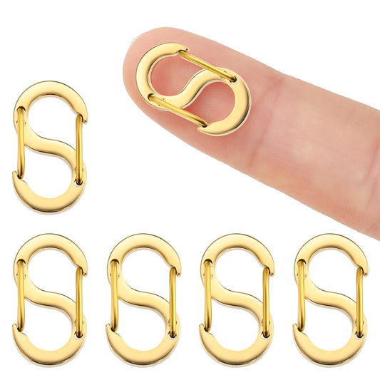 COMNICO Necklace Clasp, 5 Pcs Double Opening Lobster Clasp Closures Round Buckle Shortener Bracelet Clasps Lock Extender for Jewelry Making Necklaces Chain(Gold)