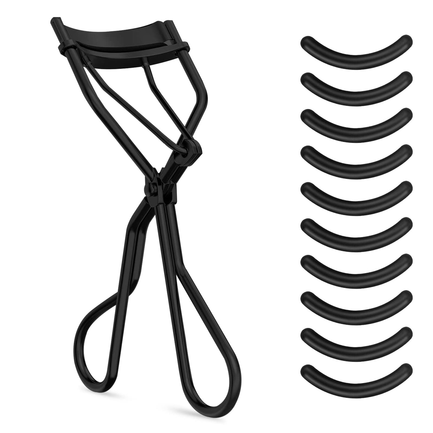 Sibba Stainless Steel Eyelash Curler with 10 Refill Pads, Black