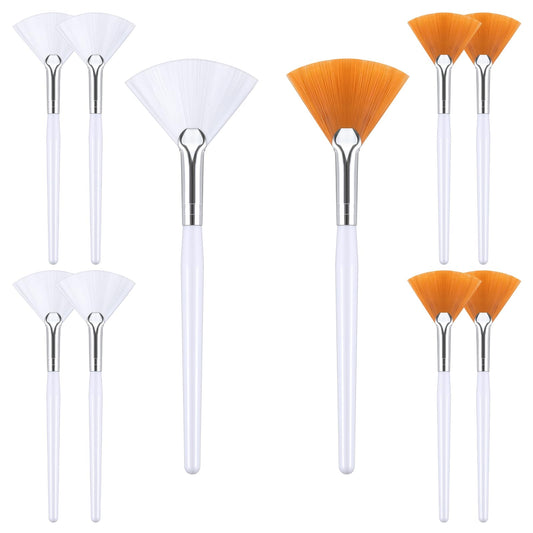 COMNICO Facial Fan Mask Brushes, 10 Pcs Fan Brushes Soft Makeup Facial Acid Applicator Brushes Apply Evenly Mask Brush Cosmetic Tools for Mud Cream