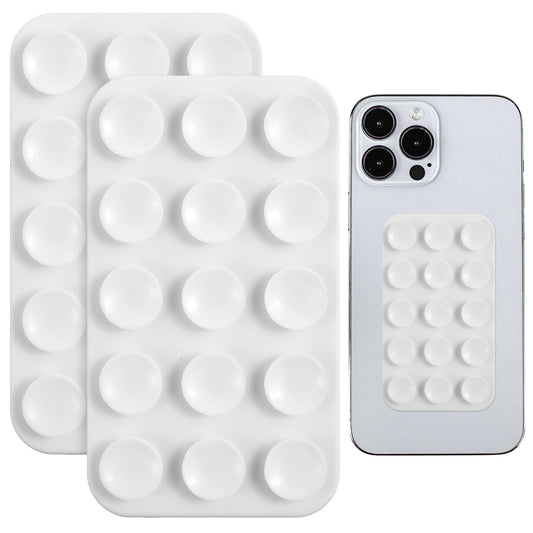 COMNICO 2PCS Silicone Suction Phone Case Adhesive Mount, Strong Sticky Phone Grip Holder Hands-Free Phone Stand Phone Accessories, Compatible with Phone Android Tiktok Videos Selfies (White)