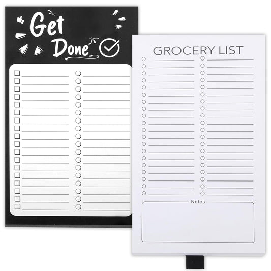 Sibba 2 Pack Grocery List Magnetic Notepad for Refrigerator, Shopping List Minimalistic Memo Note Pad for Fridge, Gift for Coworkers Kitchen (4.5×7.5 Inches/4.5×7.8Inches)