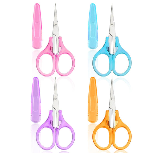 4 PCS Small Scissors Craft Scissors, All Purpose Scissors Scrapbooking Scissors Straight Cutting Mini Scissors with Protective Cover for Embroidery Quilting Sewing Knitting Crafting Cross Stitch