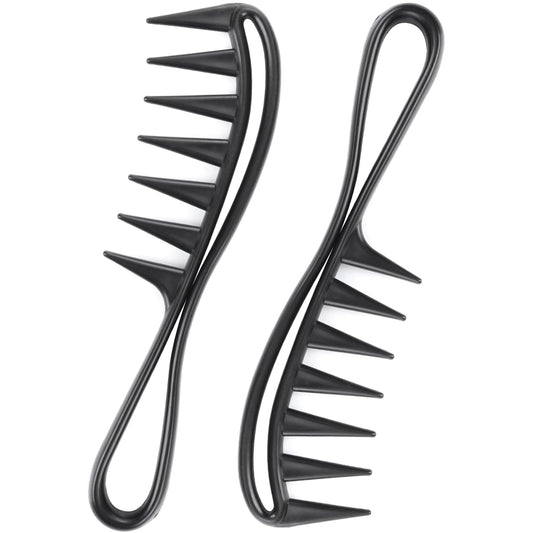 COMNICO 2 Pcs Large Wide Tooth Comb, Professional Tooth Combs Salon Shark Teeth Anti-Static Hair Combs Hairstyle Tool Accessories for Men Women Thick Wet Long Hair Wavy Wigs