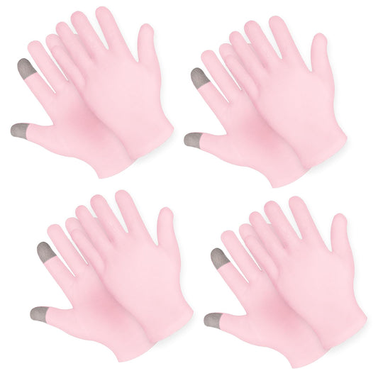 Sibba 4 Pairs Moisturizing Gloves Overnight, Touch Screen Gloves White Cotton Gloves for Dry Hands Eczema, Hand Spa Treatment Gloves for Repair Rough Cracked Dry Chapped Hands Skin, Inspection Gloves