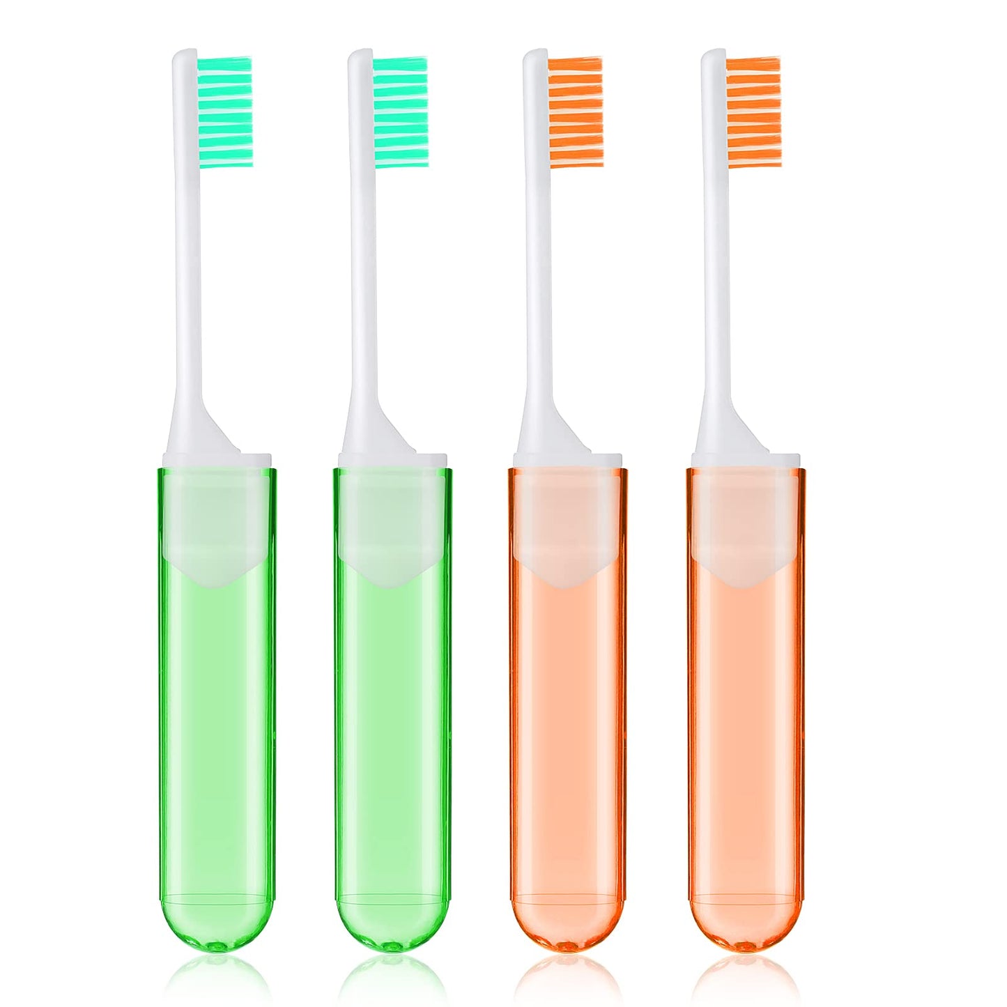 Sibba Toothbrushes Kit Holder 4 Pieces Soft Bristles Manual Tooth Brushes Mini Size Travel Pack Portable Kits Small Folding Brush Cover Case Foldable Camping Set for Kids