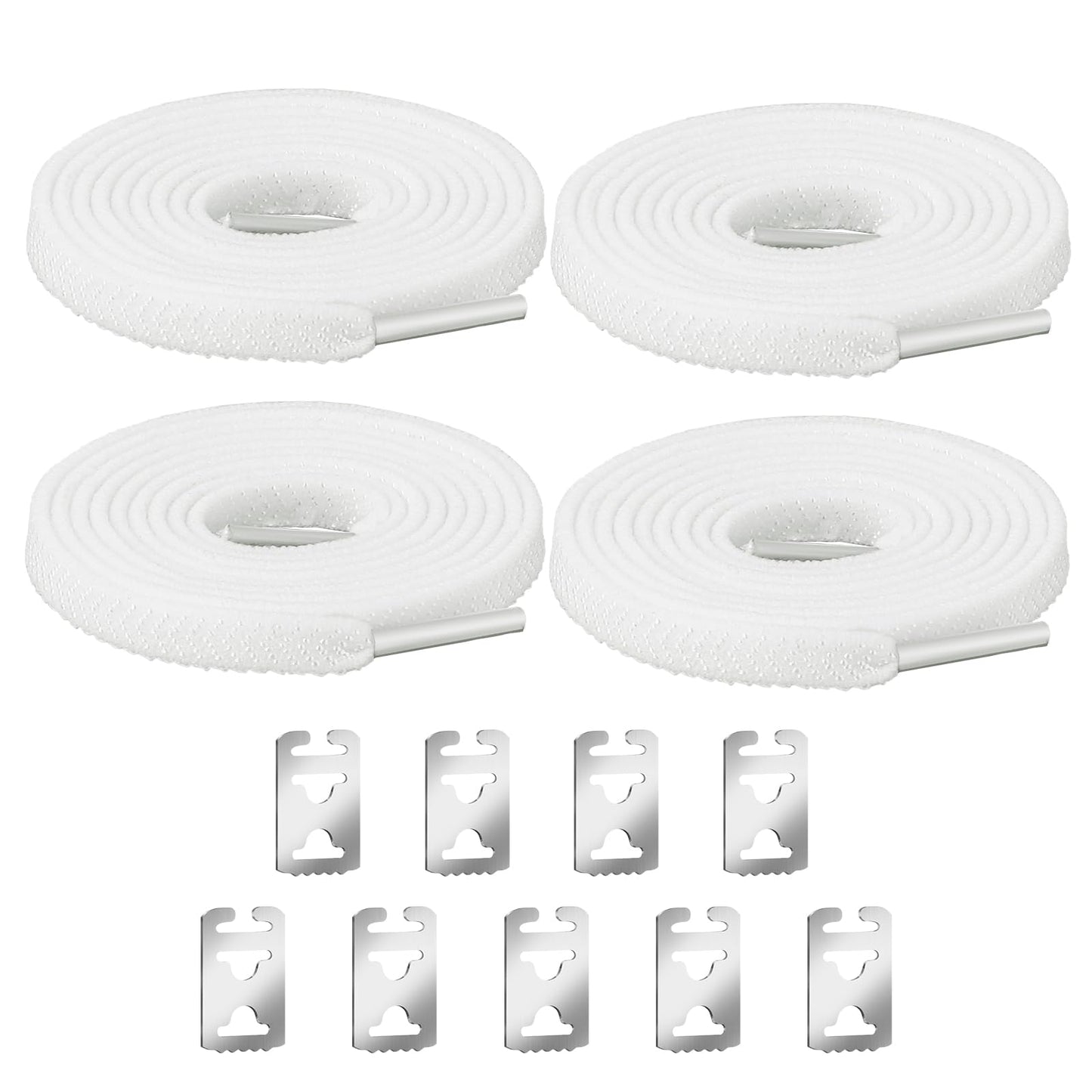 COMNICO 2 Pairs No Tie Shoelaces Elastic Stretch Tieless Laces with 9pcs Shoe Laces Buckle for Adults and Kids Sneakers Shoe Strings (White)