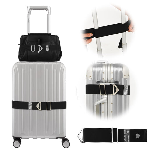 COMNICO Luggage Straps Bag Bungees for Suitcases, 2-in-1 with Metal Buckles Adjustable High Elastic Strap Belt for Carry On Bag Easy to Travel Keep Suitcase Secure Premium Accessory Women Men Gift
