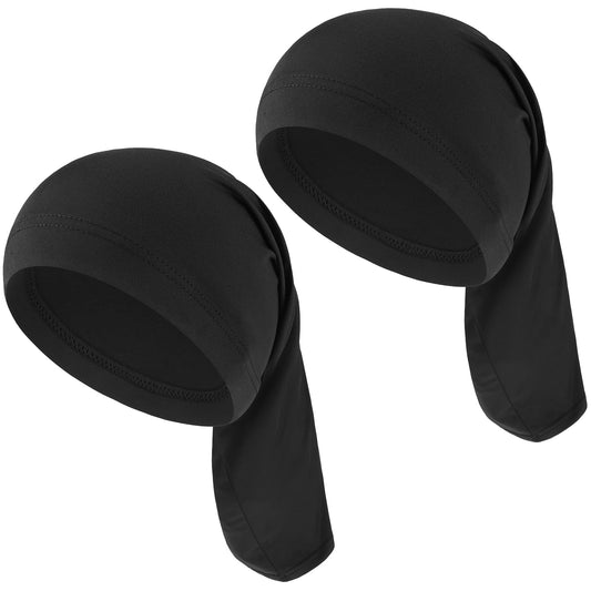 2Pcs Spandex Sleeping Bonnet Extra Long Unisex Stocking Dreadlocks Cap Black Soft All Night Hair Covers Comfortable Dreads Head Wrap Shower Cap Hair Accessories for Braids Curly Women Men