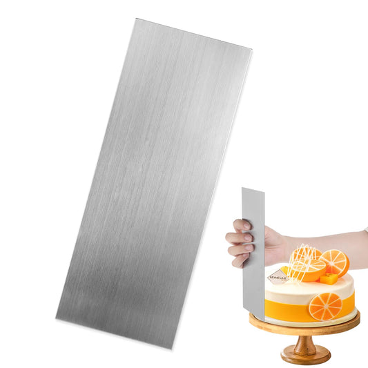 Stainless Steel Cake Scraper, Cream Cake Decorating Tools, Metal Bench Scraper for Baking, Double Sided Patterned Edge Stripe, Edge Smoother Scraper Cake Comb, Scraper for Mousse Cake Decoration