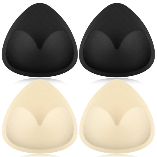 COMNICO 2 Pairs Bra Pad Inserts Breathable Triangle Bra Sewn Padded Removable Breast Enhancers Pads for Women Girls Any Cup Cover Bra (Skin color + Black)