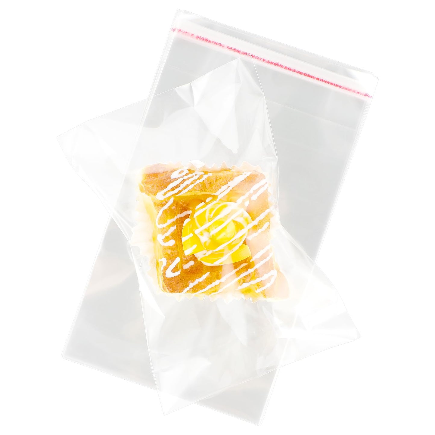 Dimeho 100Pcs Self Sealing Bags Clear Cookie Bags 5x7 Inch Giving Bags Self Adhesive Wrappers Resealable Bag for Packaging Cookies Candy Decorative