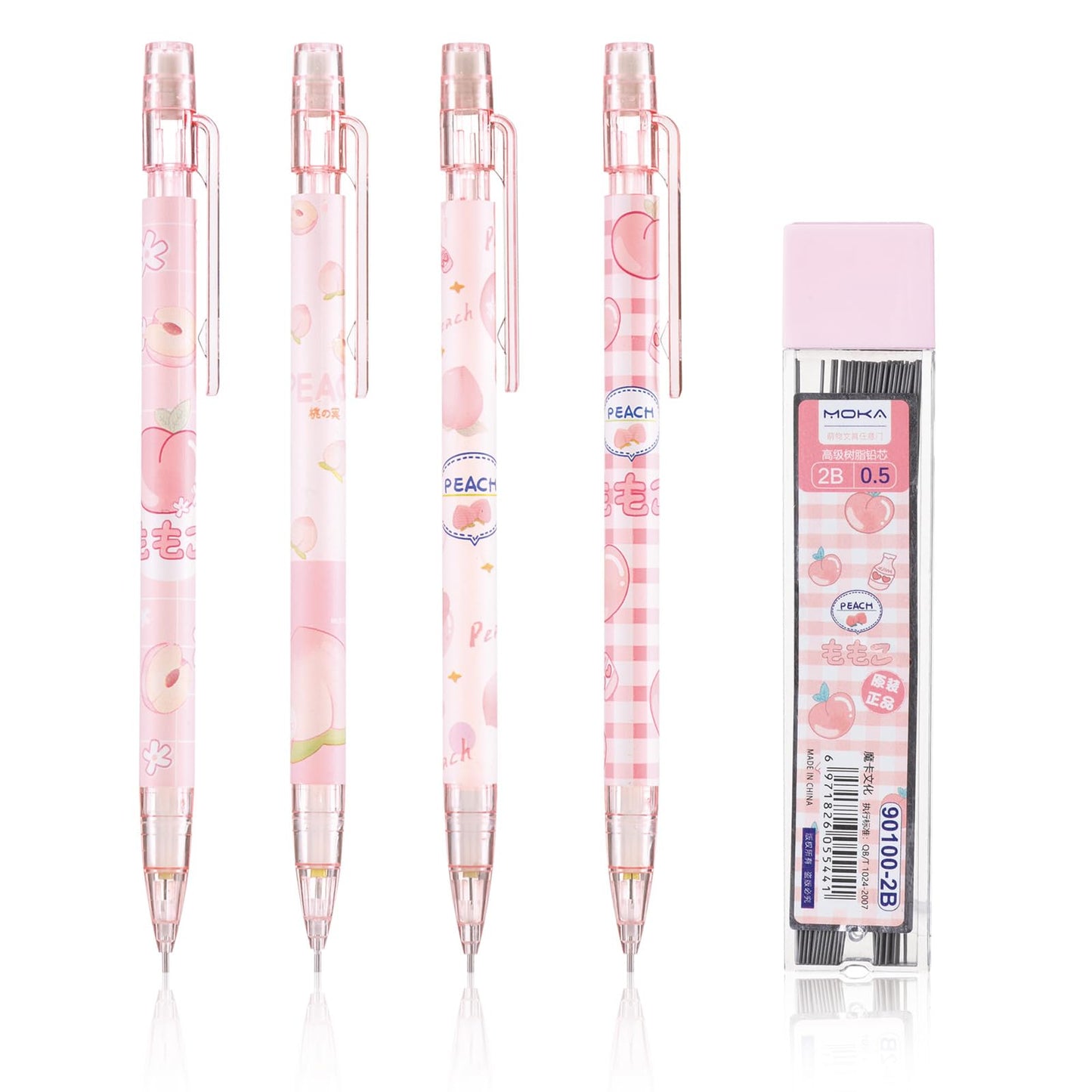 Sibba 4Pcs Mechanical Pencil Set, 0.5mm Automatic Pencils With Hb Refill Cute Drafting Pencil With Erasers On The Top Lovely Plastic Press Mechanical Pencils For Student Writing Sketching Drawing
