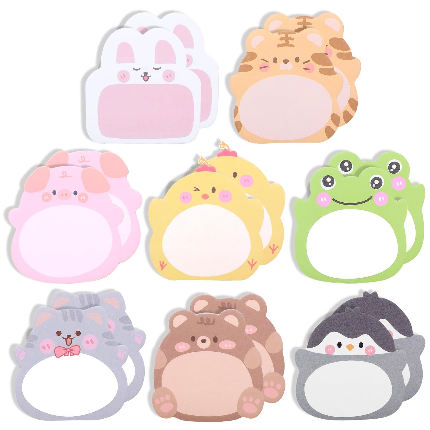 16Pads Cute Sticky Notes Set with Animal Shaped, Cartoon Memo Self Adhesive with 8 Cute Patterns, Kawaii Sticky Notes Pads for Kids Creative Gifts Veterinary Gift Office School Animal Party Supplies