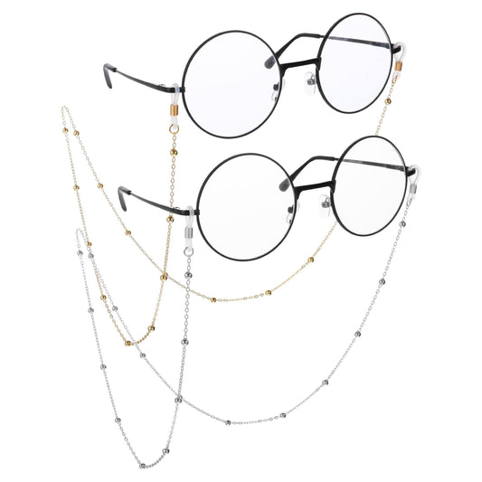 COMNICO Eyeglass Chains for Women, 2 Pcs Beaded Stylish Eyeglass String Holders Glasses Eyewear Strap Sunglasses Mask Necklace Lanyard Chain Cord for Women Girls