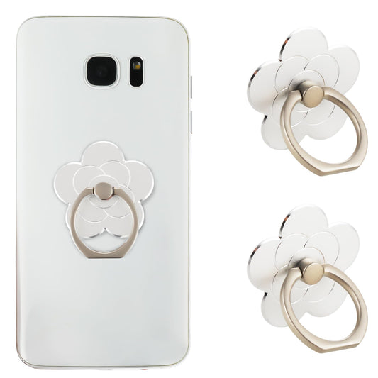 Sibba 2pcs Phone Ring Holder Kickstand Cellphone Flower Finger Ring Grips Stand Metal Universal Compatible Accessories with Smartphone, Mobile Phones, Phone Case (Silver)