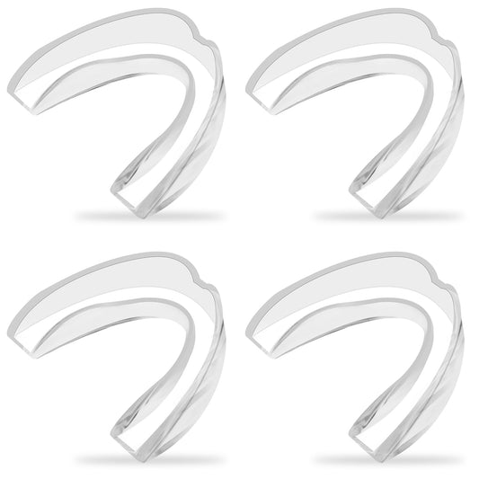 Dimeho 4 Pack Sports Mouth Guards Athletic Mouthpiece Sport Teeth Armor Gum Protector Colorful Bite Mouthguard for Football Soccer Boxing Hockey Karate Basketball Lacrosse Taekwondo Gear(Clear)
