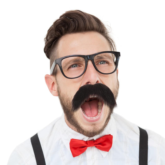 COMNICO 2pcs Self Adhesive Fake Mustaches DIY Fake Beard Material Novelty Realistic False Facial Hair for Adults Halloween Festival Masquerade Party Cosplay Costume Accessories (Brown)