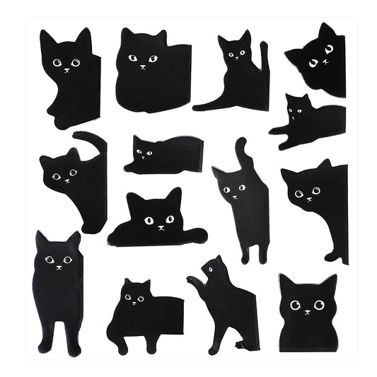 Dimeho 15 Pcs Black Cat Bookmarks for Women Magnetic Bookmarks Assorted Cute Book Markers Clip Set Kawaii Cat Page Markers for Cat Lover Teacher Student for School Office Home Supplies 6.29×6.29 Inch