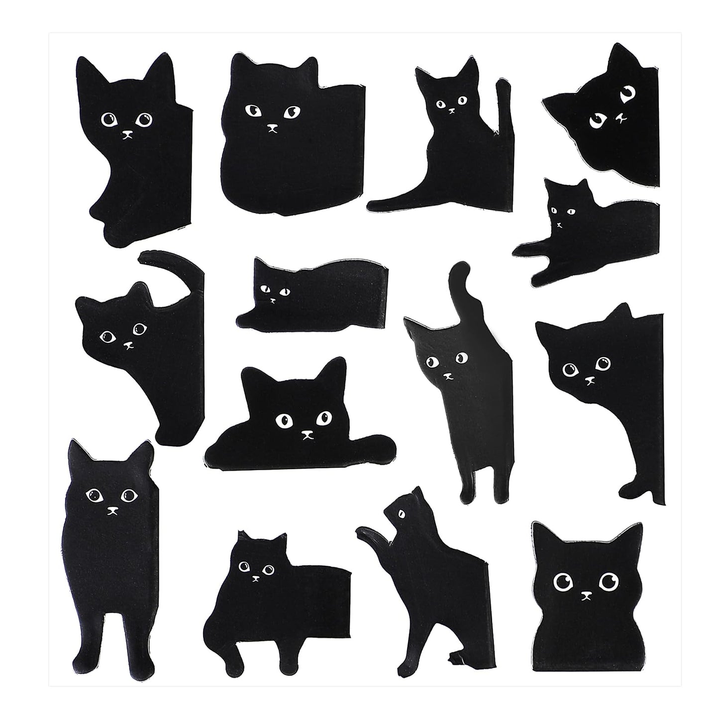 Dimeho 15 Pcs Black Cat Bookmarks for Women Magnetic Bookmarks Assorted Cute Book Markers Clip Set Kawaii Cat Page Markers for Cat Lover Teacher Student for School Office Home Supplies 6.29×6.29 Inch