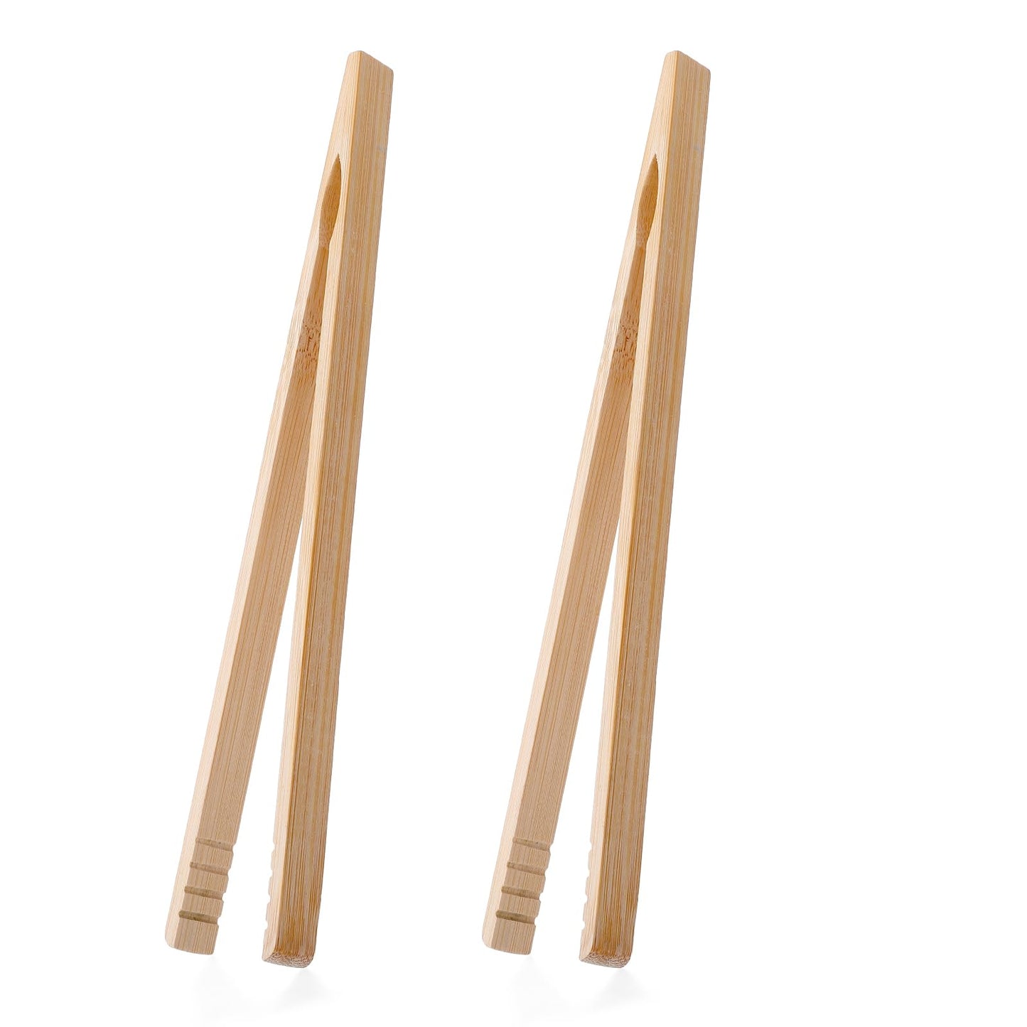 Sibba Natural Toast Tongs 2 Pcs Bamboo Anti Slip Long Fruits Grips Bread Tweezer Kitchen Clips Cooking Utensils Portable Wooden Tongs for Salad Pasta Grilling Pickles Pan Fried Steak