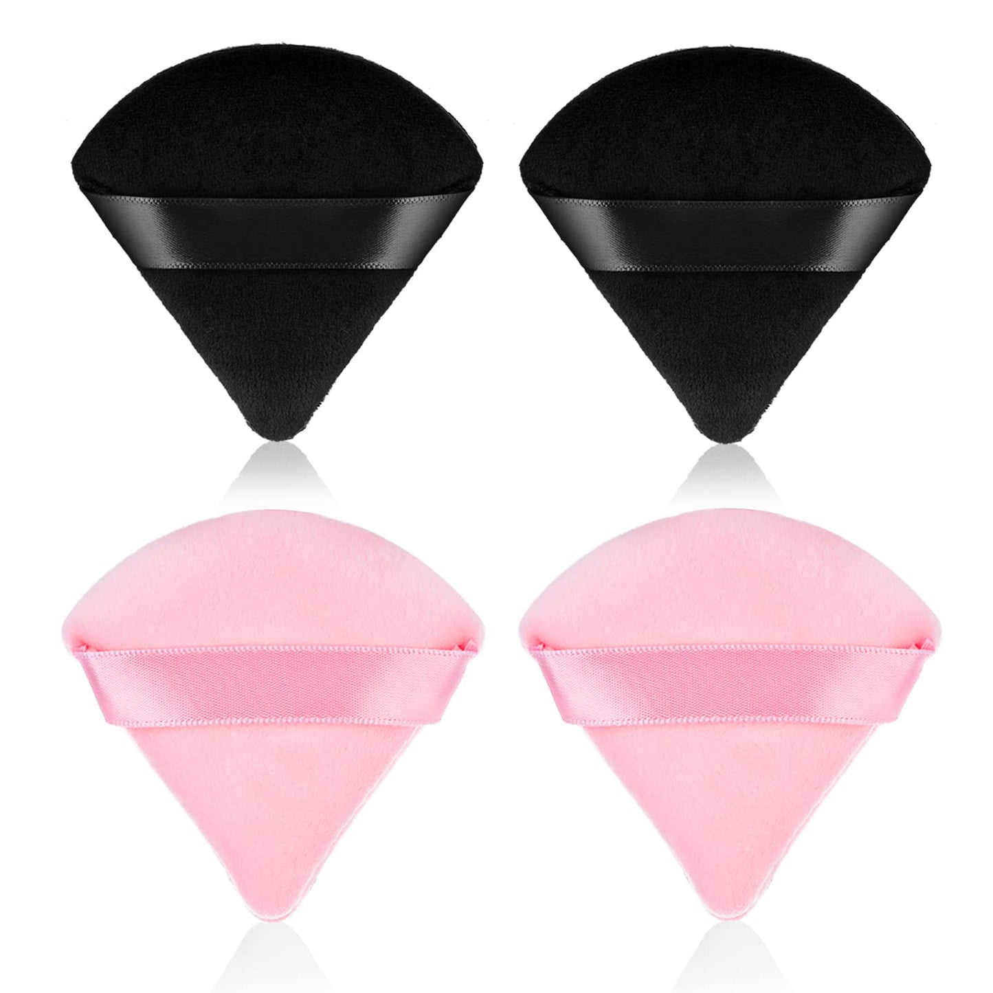 Sibba 4Pieces Triangle Powder Puffs Face Cosmetic Powder Puff Washable Reusable Soft Plush Powder Sponge Makeup Foundation Sponge for Face Body Loose Powder Wet Dry Makeup Tool