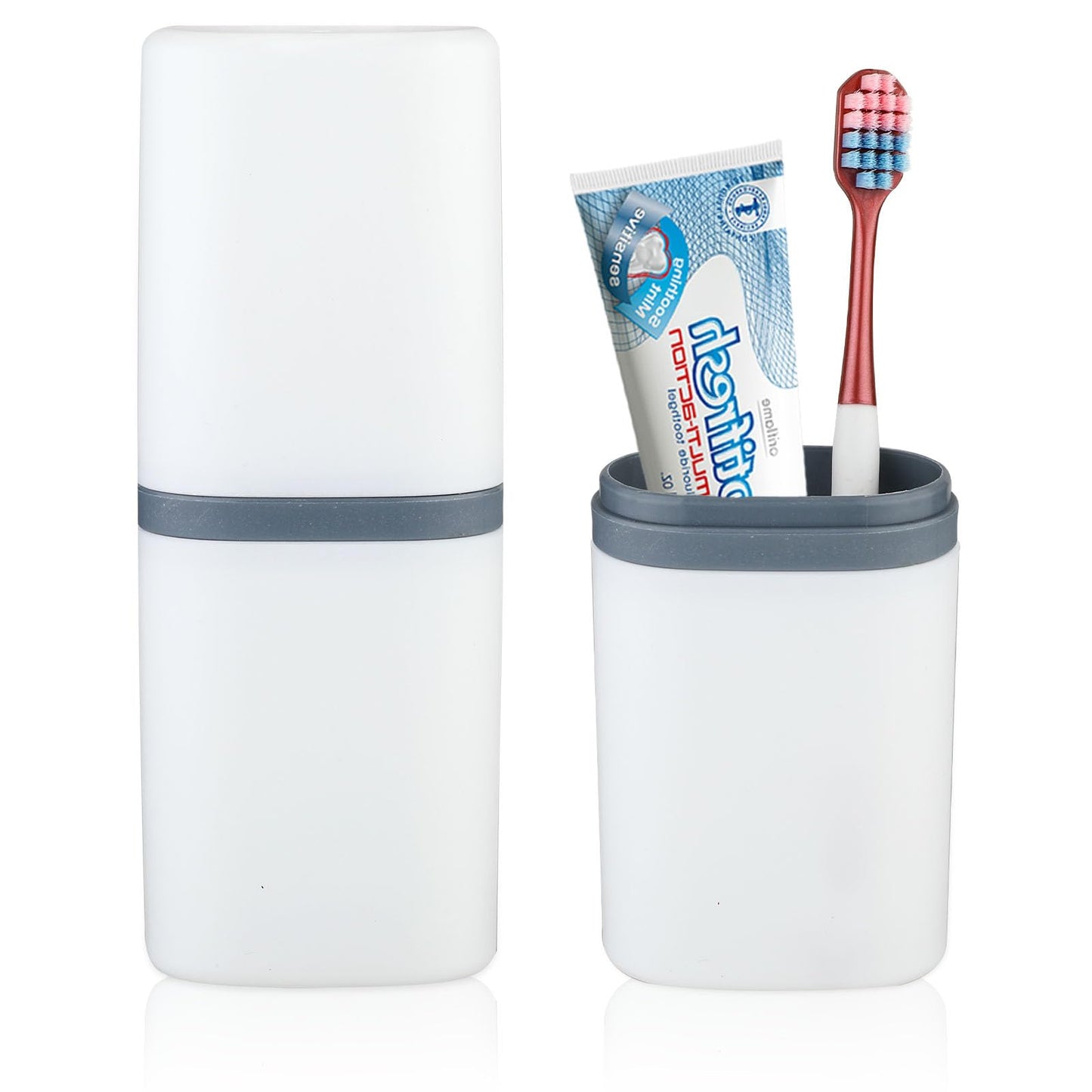 Sibba Toothbrush Covers Holder 1 PC Portable Travel Case Dental Brush Mouth Wash Cup Small Container Teeth Oral Toiletries Storage Set Box Organizer Carrying (White)