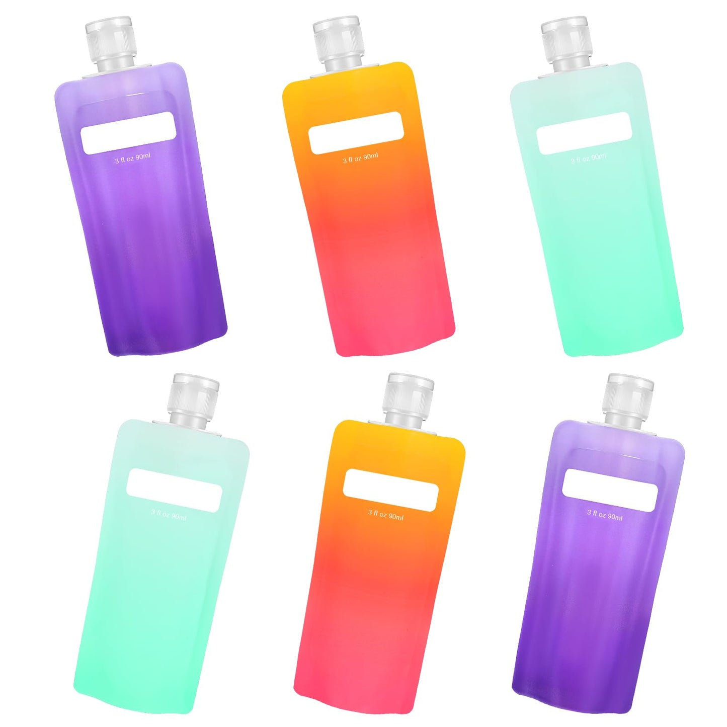 Dimeho 6 Pcs Travel Pouches for Toiletries, 3 oz Travel Size Containers Leak Proof Empty Squeeze Pouches TSA Approved Refillable Bottles for Liquids Shampoo Conditioner Pouch