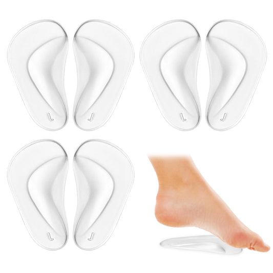 Sibba 3 Pairs Gel Arch Support Insoles, Orthotic Insoles Silicone Orthopedic Foot Insoles Arch Support Insoles Plantar Fasciitis Shoe Arch Support Gel High Heel Inserts Cushion Pads (Transparent)