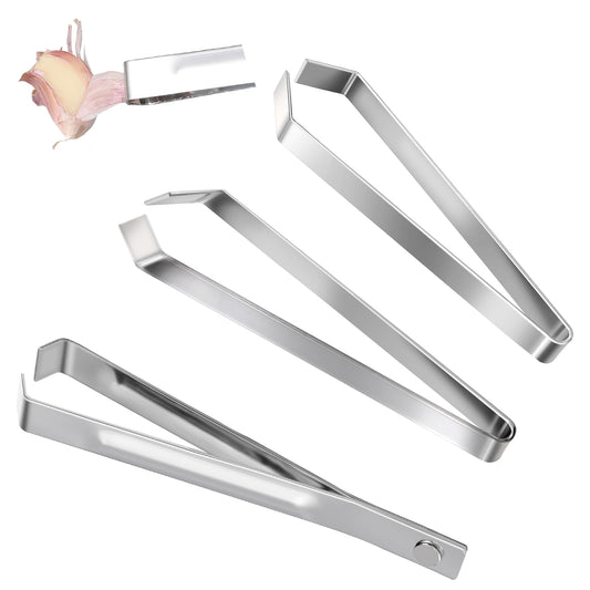 3Pcs Garlic Peeler Useful Stainless Garlic Skin Remover Practical Fish Bone Chicken Feathers Tweezers Set Quickly Faster Peeling Garlic Tweezers Clip for Household Kitchen Gadgets Tool
