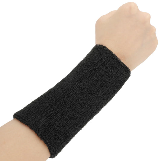 COMNICO 2 Pcs Wrist Sweatbands Elastic Sport Wristbands 6 Inch Absorbent Terry Cloth Armbands Long Cotton Athletic Wrist Bands for Working Out Football Basketball Tennis Gym Costumes Cosplay