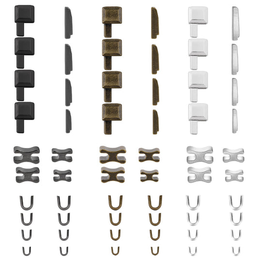 COMNICO 60PCS Zipper Repair Kit Metal Zipper Insertion Pin Zipper Latch Slider Retainer Zipper Pull Replacement for Jackets Coats Backpack Sewing Supplies(3 Color, 4 Size of 3/5/8/10)