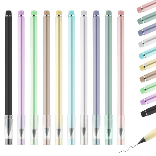 Sibba 10Pcs Everlasting Pencil Infinite Pencil, Eternal Pencil with Eraser, Inkless Magic Pencils, Portable Reusable Erasable Writing Forever Pencil