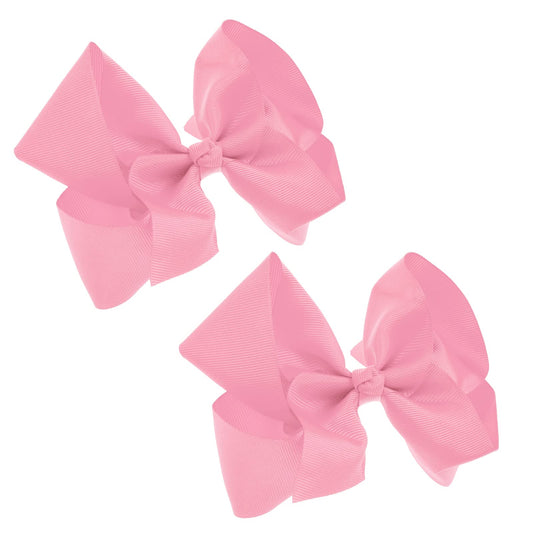 Sibba Ribbon Hair Bows Clips Barrettes 2 Pieces 6 Inch Vintage Big Ponytail Holder Cheerleading Hairpin Children's Day Easter Decorative Hairbows Styling Accessories for Girl Toddler Infant (Pink)