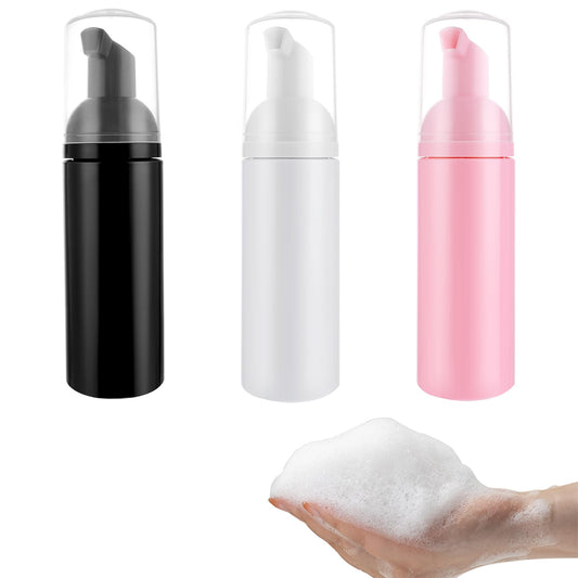 COMNICO Foam Pump Bottle, 3 PCS Travel Foaming Dispenser 60 ml/2.1 oz Mini Small Plastic Empty Soap Foam Bottle Refillable Pump Containers for Outdoor Travel Camping Shampoo Lash Cleanser