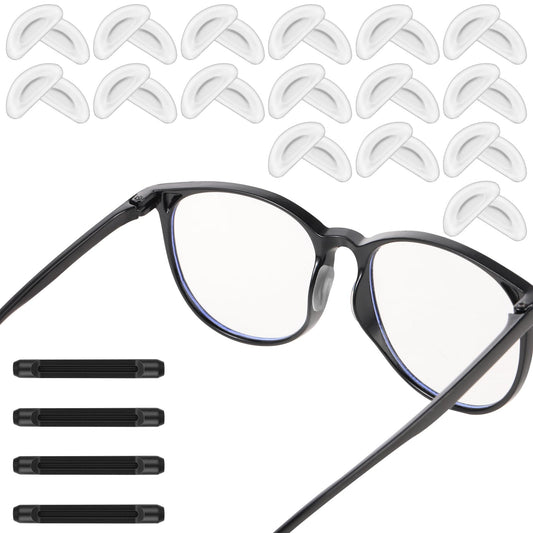 COMNICO Eyeglasses Nose Pads Set, 16 Pair Self Adhesive Anti-Slip Nose Pads 2 Pair Soft Silicone Eyeglass Ear Cushions for Eyeglasses Sunglasses Reading Glasses