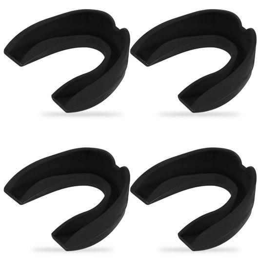 Dimeho 4 Pack Sports Mouth Guards Athletic Mouthpiece Sport Teeth Armor Gum Protector Colorful Bite Mouthguard for Football Soccer Boxing Hockey Karate Basketball Lacrosse Taekwondo Gear(Black)