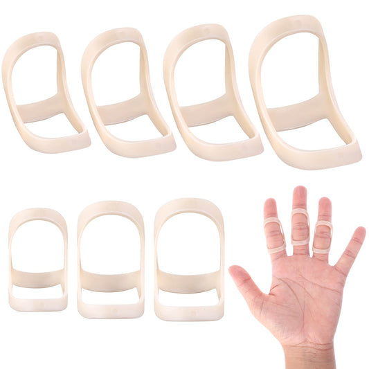COMNICO 7 Pcs Oval Finger Splint Waterproof 7 Graduated Trigger Finger Straightener Brace Support Sleeves Kit for Thumb/Ring/Middle/Index Arthritis Relief Pain