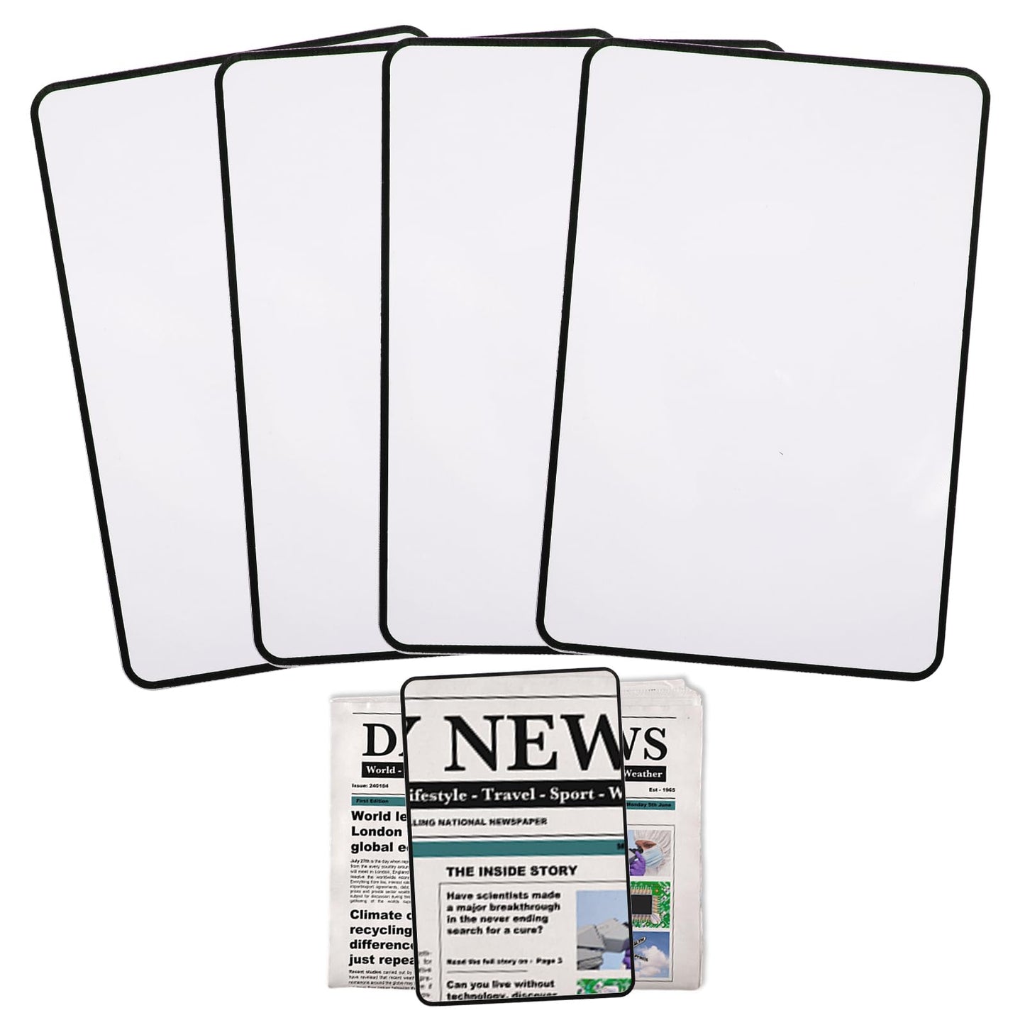 Dimeho 4 Pcs Page Magnifying Sheet 4X Lightweight Full Page Magnifier Clear Optical Fresnel Lens for Reading Small Prints Maps Books People with Low Vision Elderly Reading Small Prints
